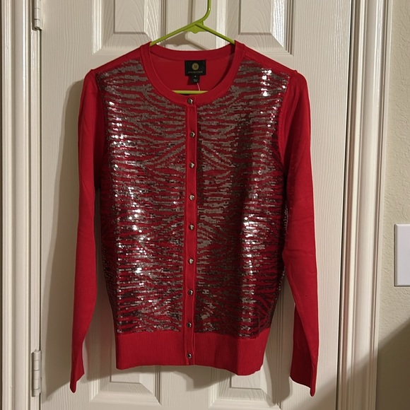 JM Collection party cardigan sweater for the holidays, size M. NWT - Picture 2 of 11